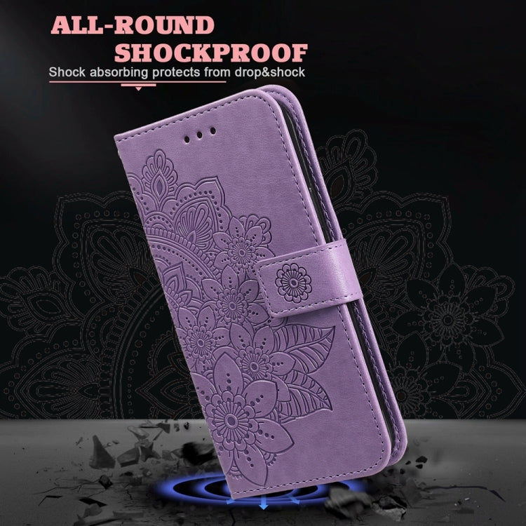 For Xiaomi Redmi A3 7-petal Flowers Embossing Leather Phone Case(Light Purple) - Xiaomi Cases by PMC TechLife | Online Shopping South Africa | PMC TechLife | Buy Now Pay Later Mobicred