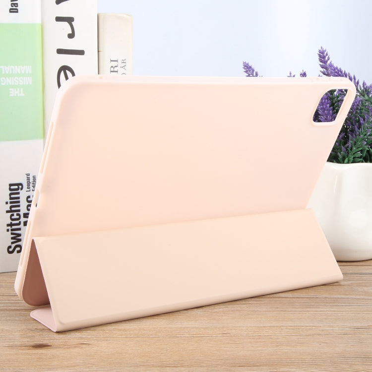 For iPad Air 11 2024 GEBEI 3-folding Holder Shockproof Flip Leather Tablet Case(Pink) - iPad Air 11 2024 Cases by GEBEI | Online Shopping South Africa | PMC TechLife | Buy Now Pay Later Mobicred