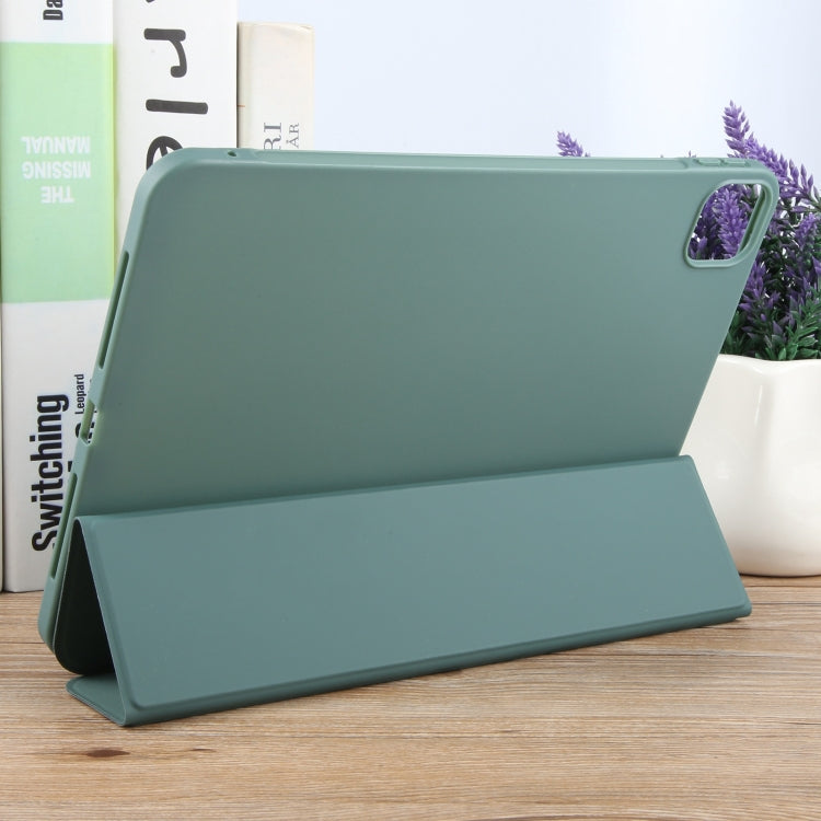 For iPad Air 13 2025 / 2024 GEBEI 3-folding Holder Shockproof Flip Leather Tablet Case(Dark Green) - iPad Air 13 2025 / 2024 Cases by GEBEI | Online Shopping South Africa | PMC TechLife | Buy Now Pay Later Mobicred