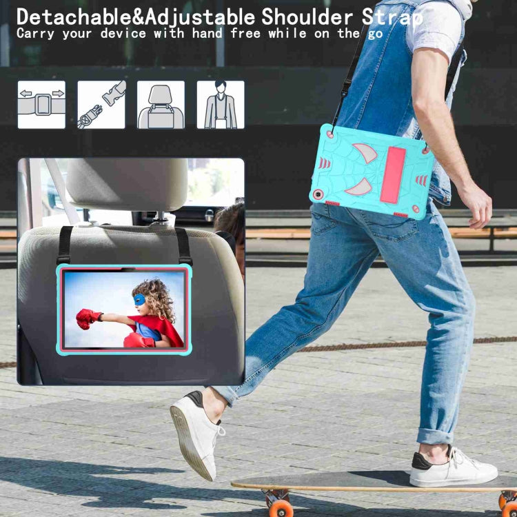 For Lenovo Tab M10 3rd Gen Spider Texture Silicone Hybrid PC Tablet Case with Shoulder Strap(Mint Green + Rose Red) - Lenovo by PMC TechLife | Online Shopping South Africa | PMC TechLife | Buy Now Pay Later Mobicred