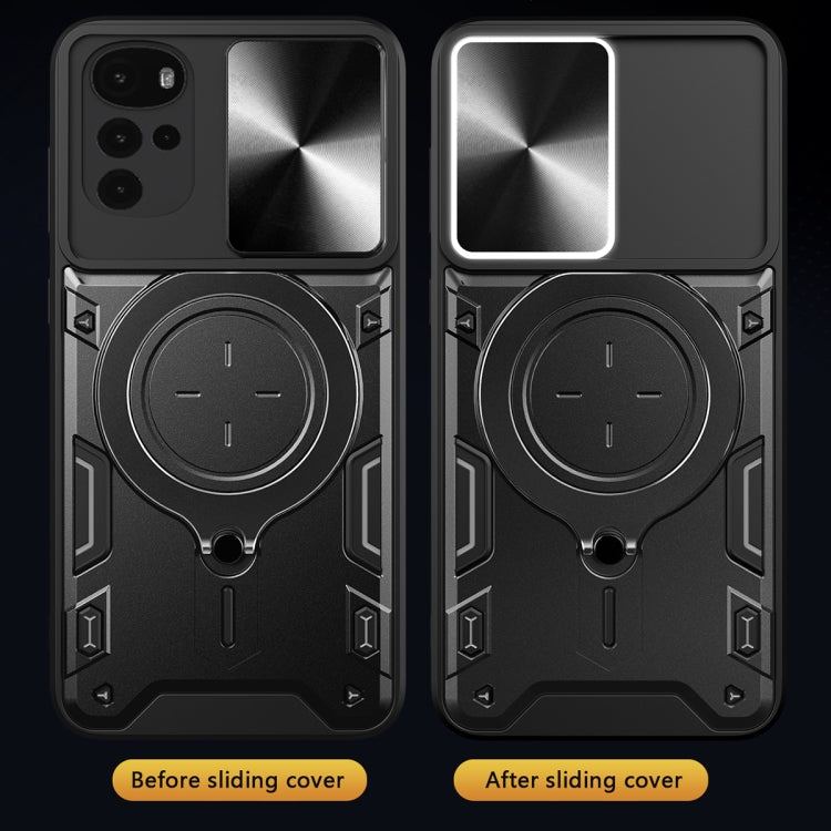 For Motorola Moto G22 / E32 CD Texture Sliding Camshield Magnetic Holder Phone Case(Purple) - free shipping - PMC TechLife - Order now!