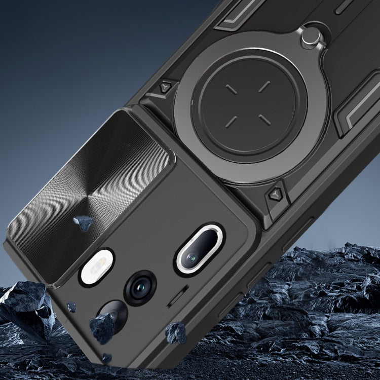 For OPPO Reno11 Pro 5G Global CD Texture Sliding Camshield Magnetic Holder Phone Case(Purple) - Reno11 Pro Cases by PMC TechLife | Online Shopping South Africa | PMC TechLife | Buy Now Pay Later Mobicred