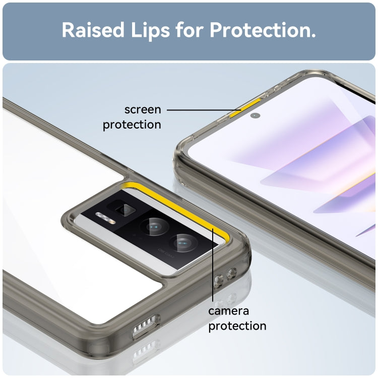 For Xiaomi Poco F5 Pro Colorful Series Acrylic Hybrid TPU Phone Case(Transparent Grey) - Xiaomi Cases by PMC TechLife | Online Shopping South Africa | PMC TechLife | Buy Now Pay Later Mobicred