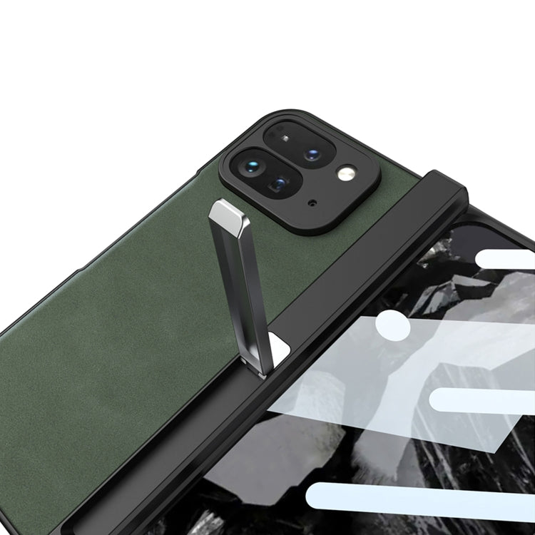 For Google Pixel 9 Pro Fold GKK Integrated Frosted Fold Hinge Leather Phone Case with Holder(Green) - free shipping - PMC Jewellery - Order now!