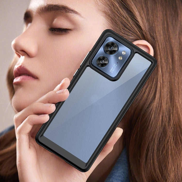 For Motorola Edge 2023 US Colorful Series Acrylic Hybrid TPU Phone Case(Black) - Motorola Cases by PMC TechLife | Online Shopping South Africa | PMC TechLife | Buy Now Pay Later Mobicred
