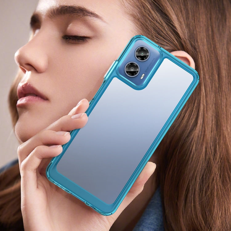 For Motorola Moto G34 Colorful Series Acrylic Hybrid TPU Phone Case(Transparent Blue) - Motorola Cases by PMC TechLife | Online Shopping South Africa | PMC TechLife | Buy Now Pay Later Mobicred