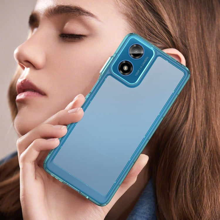 For Motorola Moto G04 Colorful Series Acrylic Hybrid TPU Phone Case(Transparent Blue) - Motorola Cases by PMC TechLife | Online Shopping South Africa | PMC TechLife | Buy Now Pay Later Mobicred