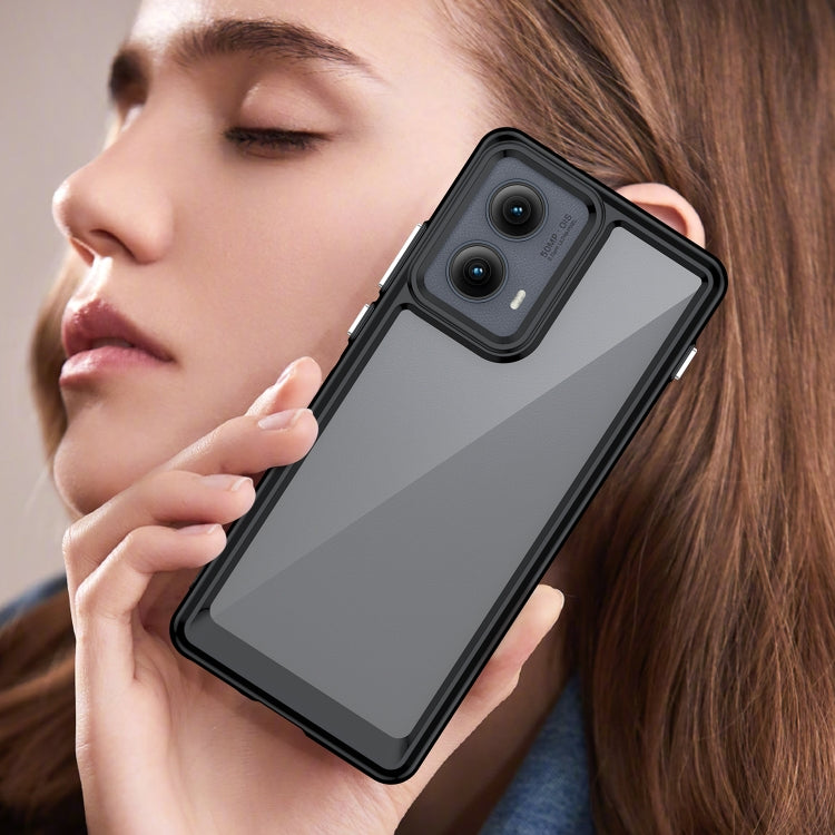 For Motorola Edge 2024 Colorful Series Acrylic Hybrid TPU Phone Case(Black) - Motorola Cases by PMC Jewellery | Online Shopping South Africa | PMC Jewellery | Buy Now Pay Later Mobicred