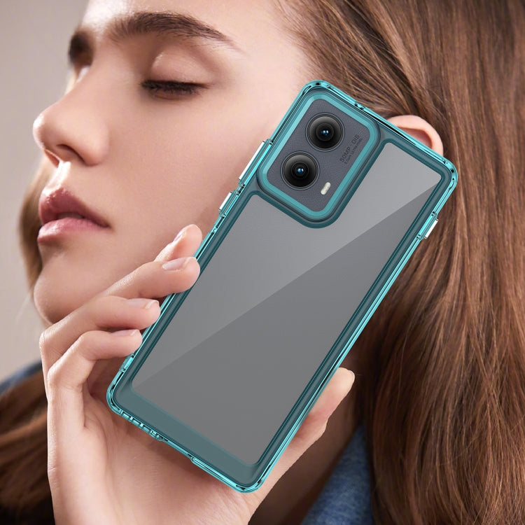 For Motorola Edge 2024 Colorful Series Acrylic Hybrid TPU Phone Case(Transparent Blue) - Motorola Cases by PMC Jewellery | Online Shopping South Africa | PMC Jewellery | Buy Now Pay Later Mobicred
