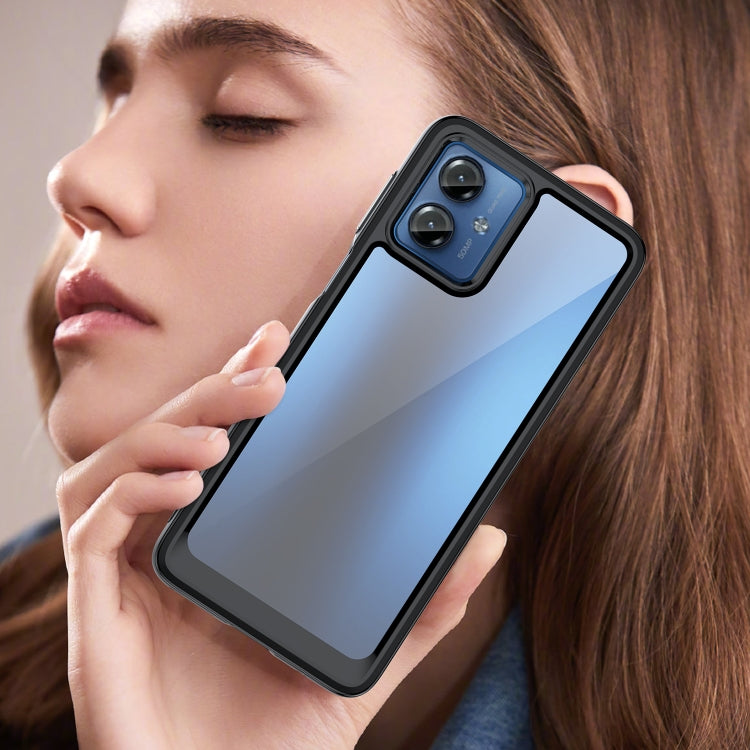 For Motorola Moto G14 Colorful Series Acrylic Hybrid TPU Phone Case(Black) - free shipping - PMC TechLife - Order now!