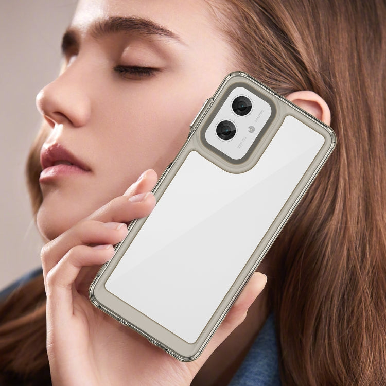 For Motorola Moto G55 5G Colorful Series Acrylic Hybrid TPU Phone Case(Transparent Grey) - free shipping - PMC TechLife - Order now!