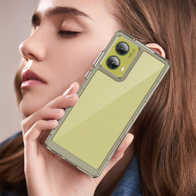 For Motorola Moto G85 Colorful Series Acrylic Hybrid TPU Phone Case(Transparent Grey) - free shipping - PMC TechLife - Order now!