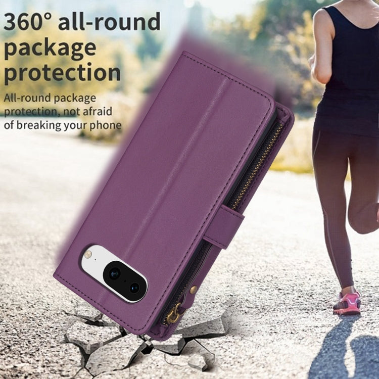 For Google Pixel 8 9 Card Slots Zipper Wallet Leather Flip Phone Case(Dark Purple) - Google Cases by PMC TechLife | Online Shopping South Africa | PMC TechLife | Buy Now Pay Later Mobicred