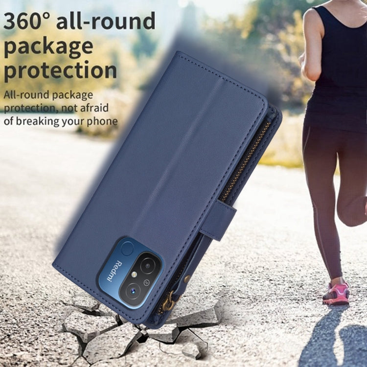 For Xiaomi Redmi 12C 9 Card Slots Zipper Wallet Leather Flip Phone Case(Blue) - Xiaomi Cases by PMC TechLife | Online Shopping South Africa | PMC TechLife