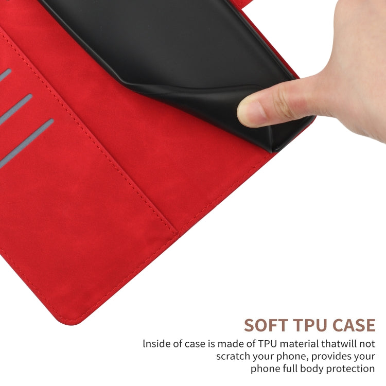 For iPhone 16e Stitching Embossed Leather Phone Case(Red) - iPhone 16e Cases by PMC TechLife | Online Shopping South Africa | PMC TechLife | Buy Now Pay Later Mobicred