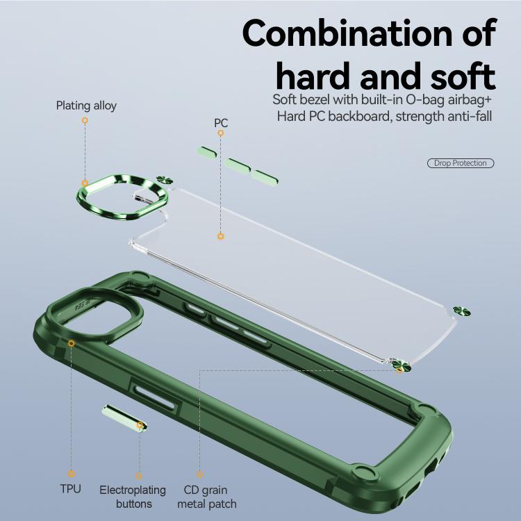 For iPhone 16e TPU + PC Lens Protection Phone Case(Green) - iPhone 16e Cases by PMC TechLife | Online Shopping South Africa | PMC TechLife | Buy Now Pay Later Mobicred