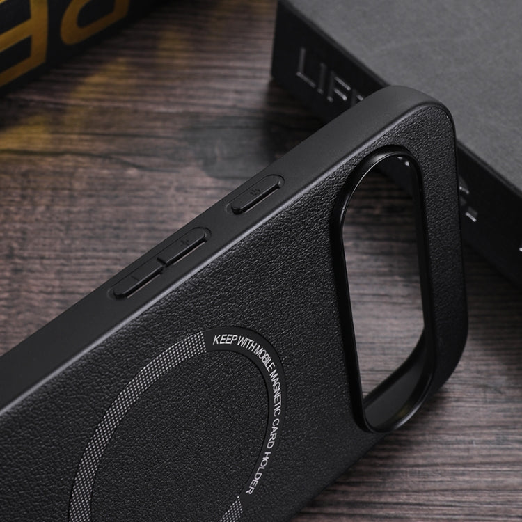 For Google Pixel 9 Magsafe Magnetic Ring Leather Texture Phone Case(Black) - Google Cases by PMC TechLife | Online Shopping South Africa | PMC TechLife | Buy Now Pay Later Mobicred