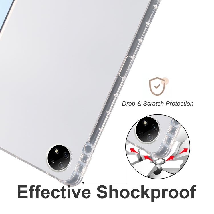 For vivo Pad2 12.1inch 3-folding Transparent TPU Smart Leather Tablet Case with Pen Slot(Ice Blue) - free shipping - PMC TechLife - Order now!