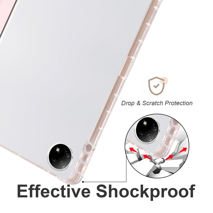 For vivo Pad2 12.1inch 3-folding Transparent TPU Smart Leather Tablet Case with Pen Slot(Pink) - vivo by PMC TechLife | Online Shopping South Africa | PMC TechLife | Buy Now Pay Later Mobicred