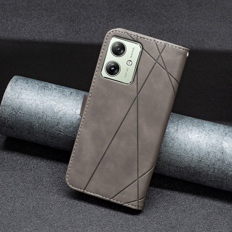 For Motorola Moto G54 5G EU Edition Magnetic Buckle Rhombus Texture Leather Phone Case(Grey) - Motorola Cases by PMC TechLife | Online Shopping South Africa | PMC TechLife | Buy Now Pay Later Mobicred