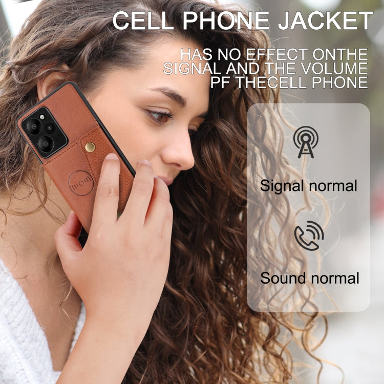 For Xiaomi Redmi Note 12R /Redmi 12 5G Double Buckle Card Slots Magnetic Phone Case(Brown) - Xiaomi Cases by PMC TechLife | Online Shopping South Africa | PMC TechLife | Buy Now Pay Later Mobicred