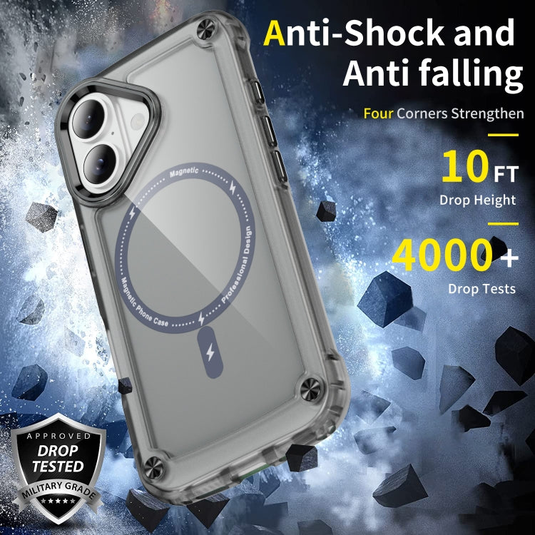 For iPhone 16 Skin Feel TPU + PC MagSafe Magnetic Phone Case(Transparent Black) - iPhone 16 Cases by PMC TechLife | Online Shopping South Africa | PMC TechLife | Buy Now Pay Later Mobicred