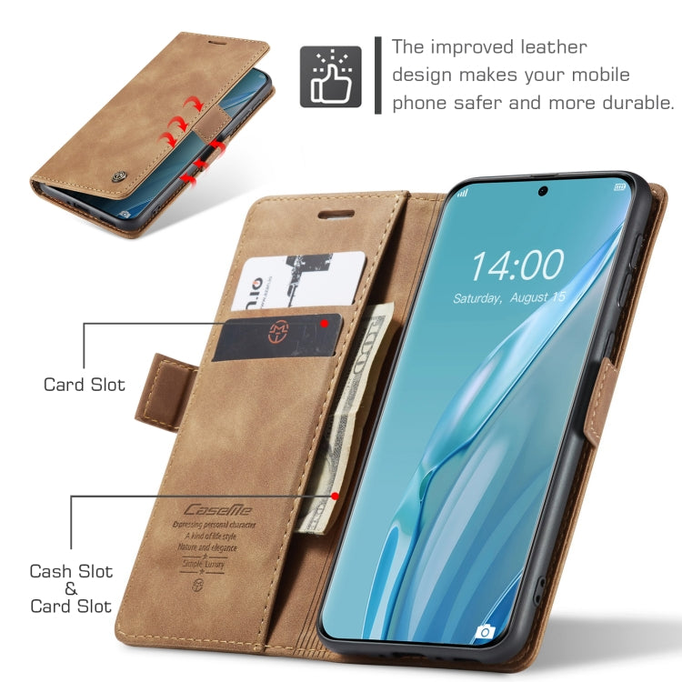 For Huawei P60 Art CaseMe 013 Multifunctional Horizontal Flip Leather Phone Case(Brown) - free shipping - PMC Jewellery - Order now!