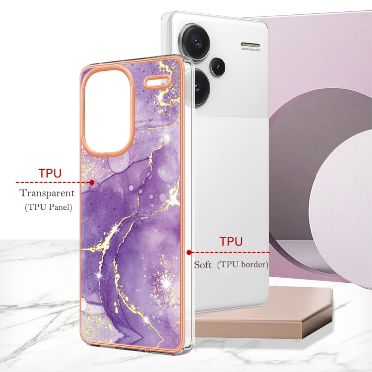 For Xiaomi Redmi Note 13 Pro+ 5G Electroplating Marble Dual-side IMD Phone Case(Purple 002) - Note 13 Pro+ Cases by PMC TechLife | Online Shopping South Africa | PMC TechLife | Buy Now Pay Later Mobicred