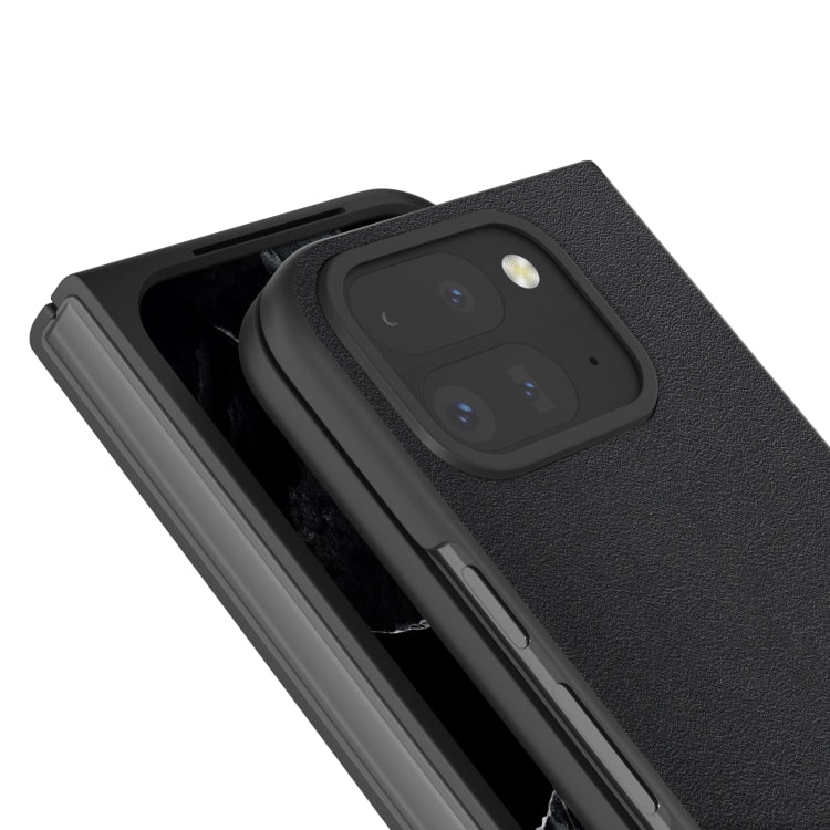 For Google Pixel 9 Pro Fold ABEEL Genuine Leather Xiaoya Series Phone Case(Black) - Google Cases by PMC TechLife | Online Shopping South Africa | PMC TechLife | Buy Now Pay Later Mobicred