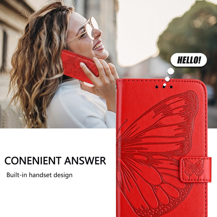 For iPhone 16 Pro Max Embossed Butterfly Leather Phone Case(Red) - iPhone 16 Pro Max Cases by PMC TechLife | Online Shopping South Africa | PMC TechLife | Buy Now Pay Later Mobicred