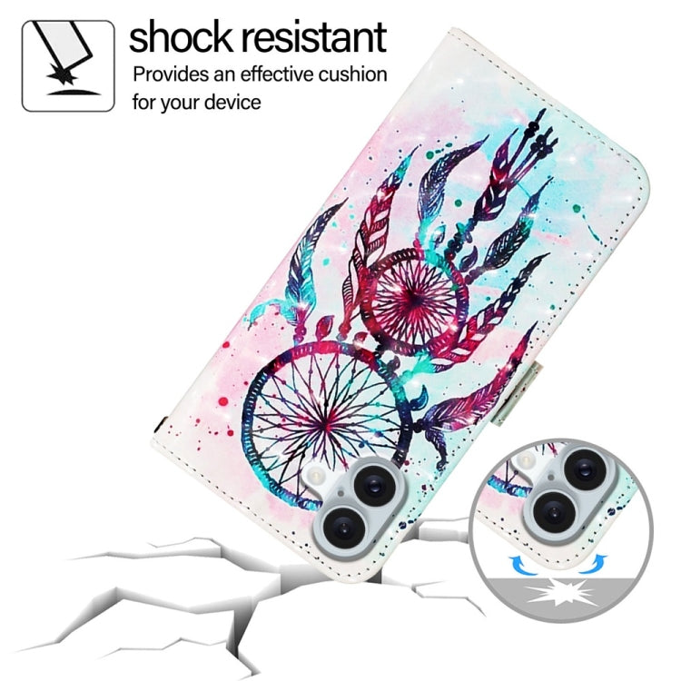 For iPhone 16 Plus 3D Painting Horizontal Flip Leather Phone Case(Color Drop Wind Chimes) - iPhone 16 Plus Cases by PMC TechLife | Online Shopping South Africa | PMC TechLife | Buy Now Pay Later Mobicred