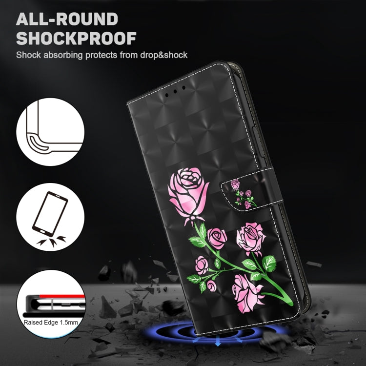 For Google Pixel 9 Pro 3D Painted Pattern Leather Phone Case(Rose) - Google Cases by PMC TechLife | Online Shopping South Africa | PMC TechLife | Buy Now Pay Later Mobicred