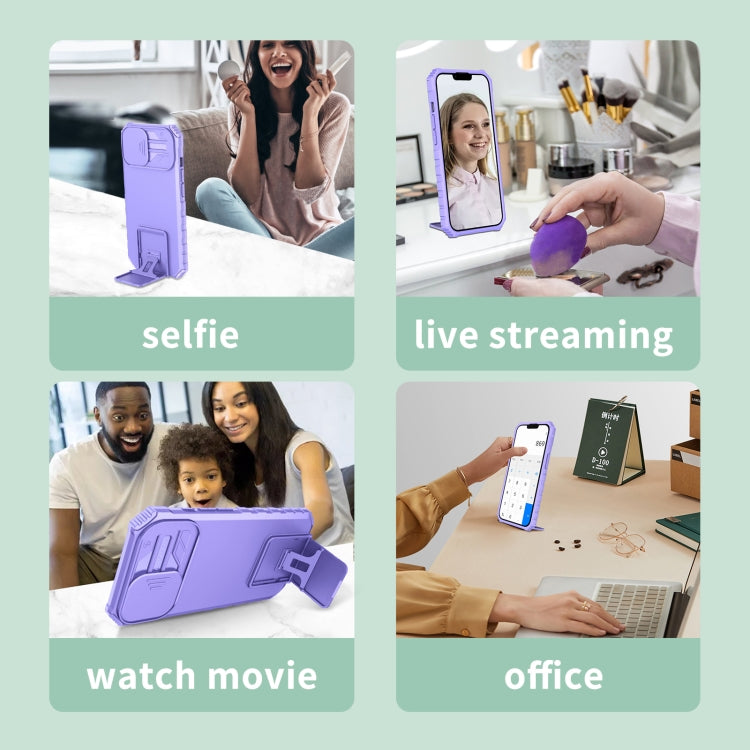 For Motorola Moto G Stylus 5G Stereoscopic Holder Sliding Camshield Phone Case(Purple) - Motorola Cases by PMC TechLife | Online Shopping South Africa | PMC TechLife