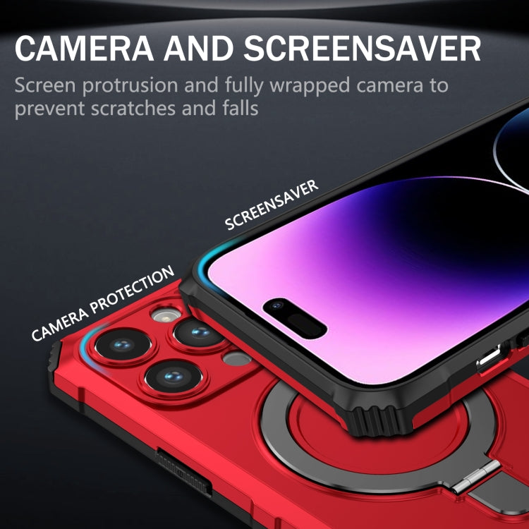 For iPhone 14 Pro MagSafe Magnetic Holder Phone Case(Red) - iPhone 14 Pro Cases by PMC TechLife | Online Shopping South Africa | PMC TechLife