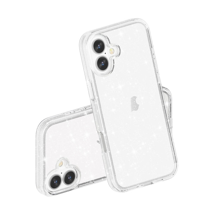For iPhone 16 Plus Shockproof Terminator Glitter Powder Phone Case(White) - free shipping - PMC TechLife - Order now!
