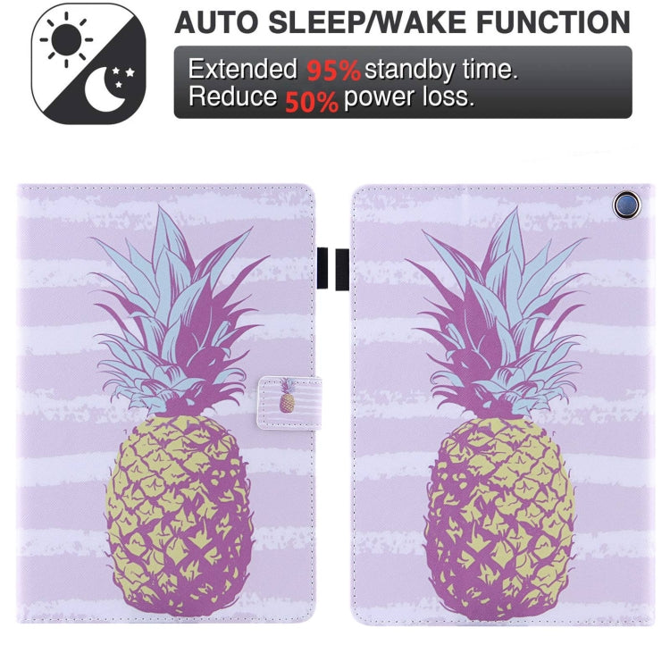 For Amazon Fire Max 11 2023 Colored Drawing Leather Smart Tablet Case(Gold Pineapple) - Amazon by PMC TechLife | Online Shopping South Africa | PMC TechLife | Buy Now Pay Later Mobicred