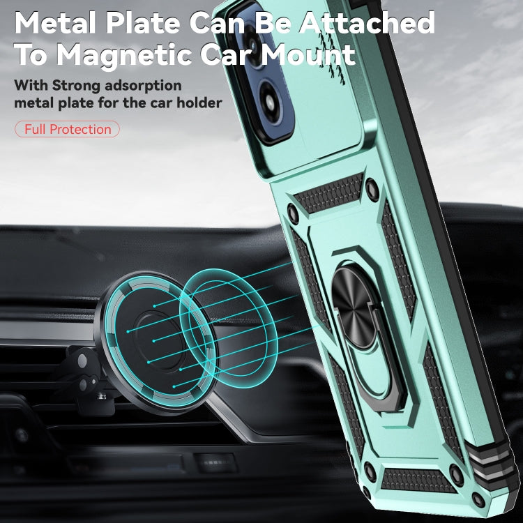 For Motorola Moto G Play 5G 2024 Sliding Camshield Holder Phone Case(Dark Green) - Motorola Cases by PMC Jewellery | Online Shopping South Africa | PMC Jewellery | Buy Now Pay Later Mobicred