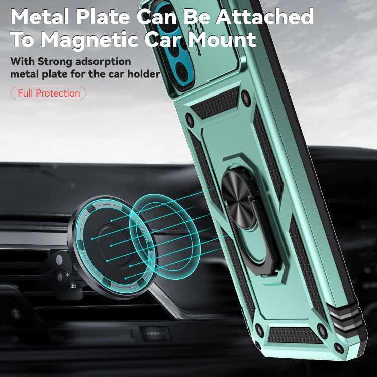 For Motorola Moto G22 5G / Moto G Play 2024 Sliding Camshield Holder Phone Case(Dark Green) - Motorola Cases by PMC Jewellery | Online Shopping South Africa | PMC Jewellery | Buy Now Pay Later Mobicred