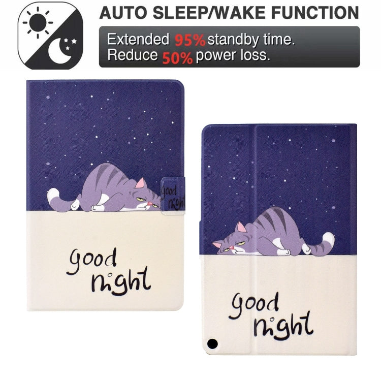 For Amazon Fire Max 11 2023 Colored Drawing Smart Leather Tablet Case(Lazy Cat) - Amazon by PMC TechLife | Online Shopping South Africa | PMC TechLife | Buy Now Pay Later Mobicred