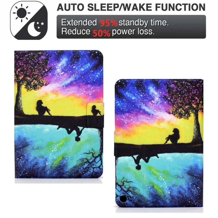 For Amazon Fire Max 11 2023 Colored Drawing Smart Leather Tablet Case(Starry Reflection) - Amazon by PMC TechLife | Online Shopping South Africa | PMC TechLife | Buy Now Pay Later Mobicred
