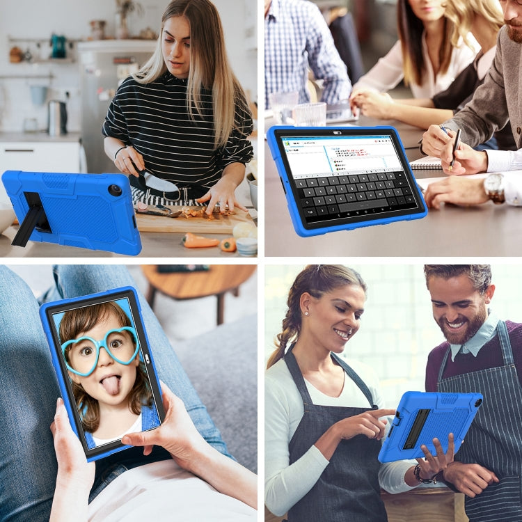 For Huawei MatePad T 10s / T10 Contrast Color Robot B3 Silicone Hybrid PC Tablet Case with Holder(Blue Black) - Huawei by PMC TechLife | Online Shopping South Africa | PMC TechLife | Buy Now Pay Later Mobicred