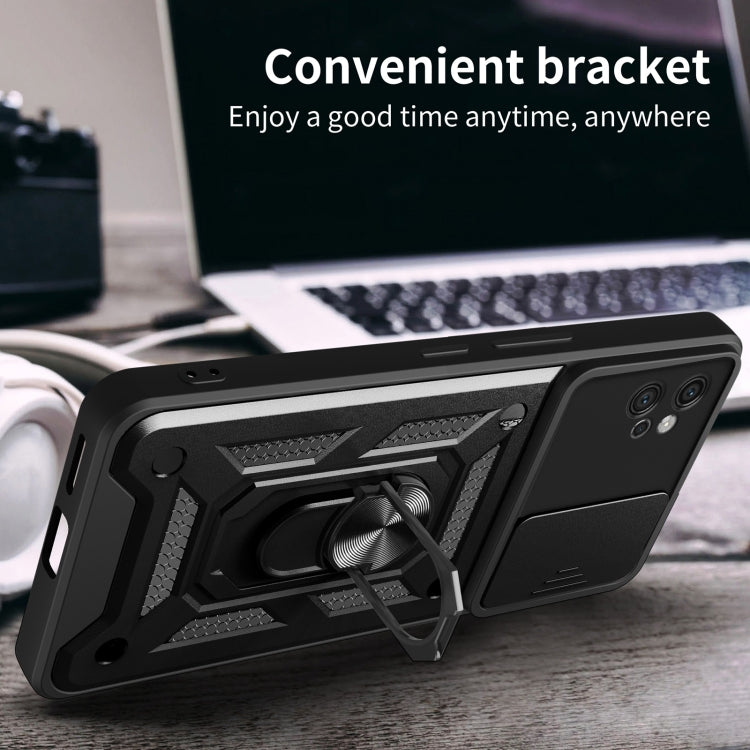 For Motorola Moto G32 Sliding Camera Cover Design TPU Hybrid PC Phone Case(Black) - Motorola Cases by PMC TechLife | Online Shopping South Africa | PMC TechLife | Buy Now Pay Later Mobicred