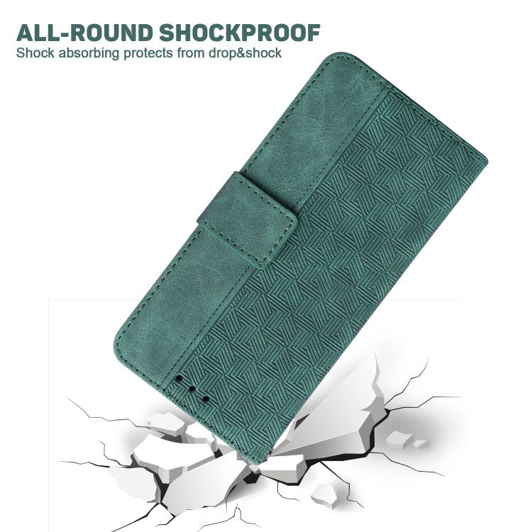 For iPhone 16e Geometric Embossed Leather Phone Case(Green) - iPhone 16e Cases by PMC TechLife | Online Shopping South Africa | PMC TechLife | Buy Now Pay Later Mobicred