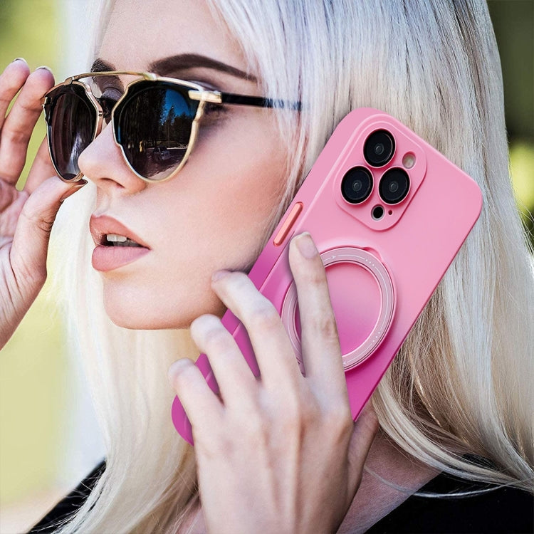 For iPhone 14 Plus MagSafe Holder Gradient TPU Phone Case(Orange Yellow) - iPhone 14 Plus Cases by PMC TechLife | Online Shopping South Africa | PMC TechLife