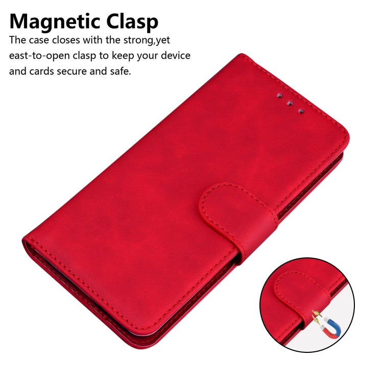 For Motorola Moto G Play 4G 2024 Skin Feel Pure Color Flip Leather Phone Case(Red) - Motorola Cases by PMC Jewellery | Online Shopping South Africa | PMC Jewellery | Buy Now Pay Later Mobicred