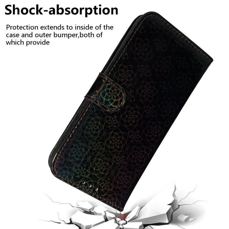 For iPhone 16e Colorful Magnetic Buckle Leather Phone Case(Black) - iPhone 16e Cases by PMC TechLife | Online Shopping South Africa | PMC TechLife | Buy Now Pay Later Mobicred