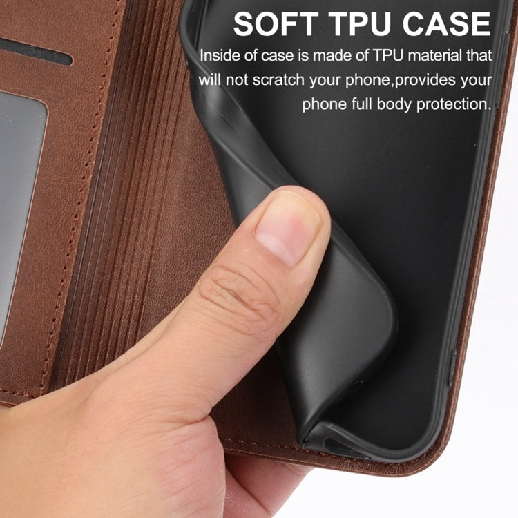 For Xiaomi Redmi Note 13 5G Cubic Grid Calf Texture Magnetic Leather Phone Case(Brown) - Note 13 Cases by PMC TechLife | Online Shopping South Africa | PMC TechLife | Buy Now Pay Later Mobicred