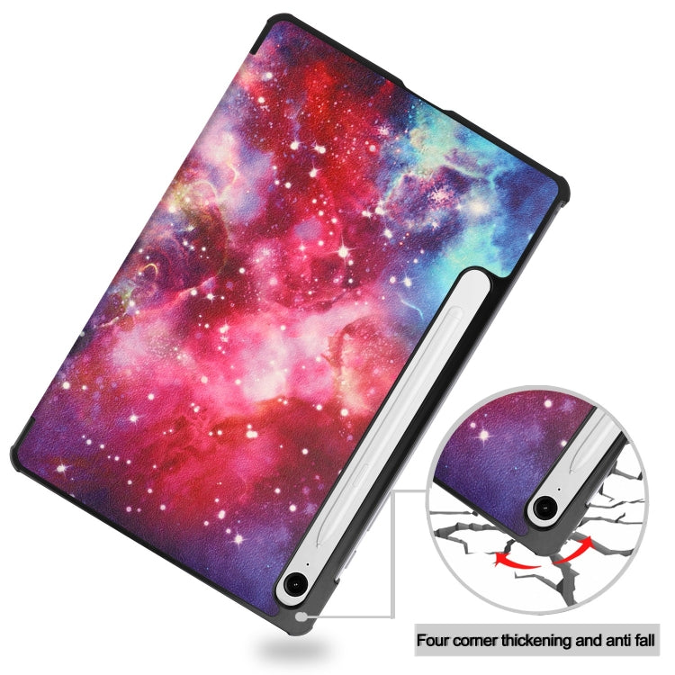 For Samsung Galaxy Tab S9 FE Custer Painted 3-Fold Holder Smart Leather Tablet Case(Milky Way Nebula) - Galaxy Tab S9 FE by PMC TechLife | Online Shopping South Africa | PMC TechLife