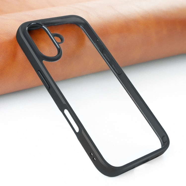 For iPhone 16 Frosted TPU + Transparent PC Phone Case(Black) - iPhone 16 Cases by PMC TechLife | Online Shopping South Africa | PMC TechLife | Buy Now Pay Later Mobicred