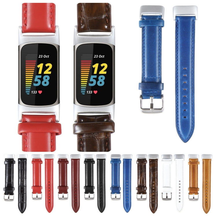 For Fitbit Charge 5 18mm Bamboo Joint Texture Genuine Leather Watch Band(Black) - free shipping - PMC TechLife - Order now!